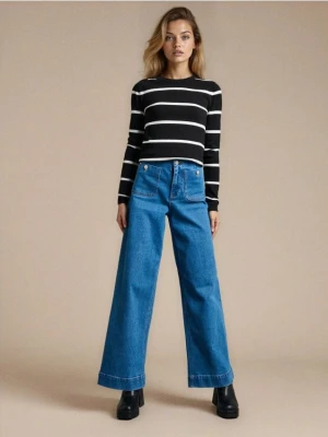 Sinsay - Jeansy wide leg - niebieski