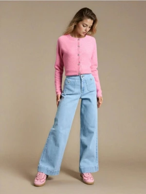 Sinsay - Jeansy wide leg - niebieski