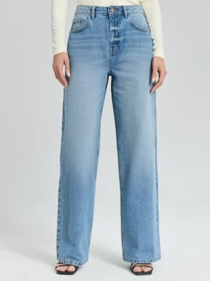 Sinsay - Jeansy wide leg - niebieski