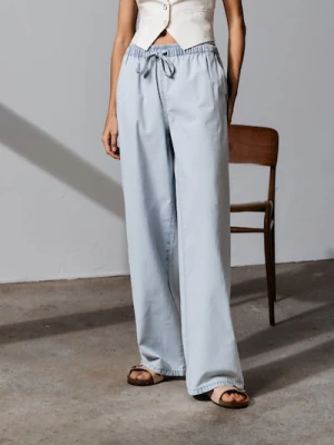 Sinsay - Jeansy wide leg - niebieski