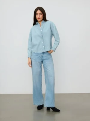 Sinsay - Jeansy wide leg - niebieski