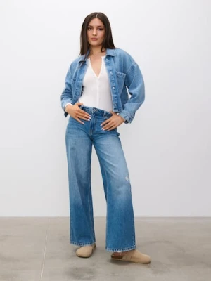 Sinsay - Jeansy wide leg - niebieski