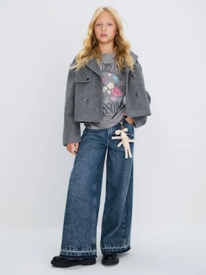 Sinsay - Jeansy wide leg - niebieski