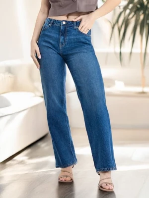 Sinsay - Jeansy wide leg - niebieski