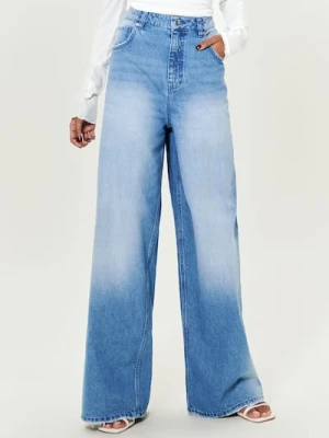 Sinsay - Jeansy wide leg - niebieski