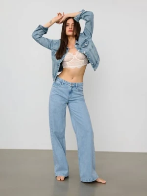 Sinsay - Jeansy wide leg - niebieski