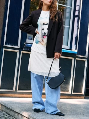 Sinsay - Jeansy wide leg - niebieski