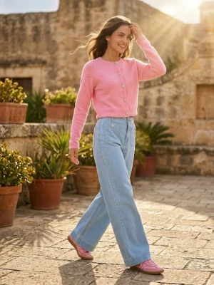 Sinsay - Jeansy wide leg - niebieski