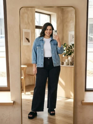 Sinsay - Jeansy wide leg Plus Size - czarny