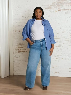 Sinsay - Jeansy wide leg Plus Size - niebieski