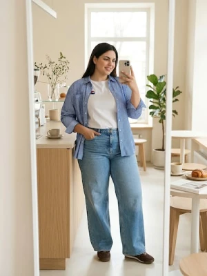 Sinsay - Jeansy wide leg Plus Size - niebieski