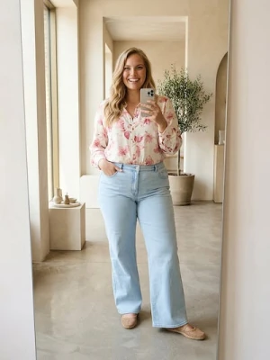 Sinsay - Jeansy wide leg Plus Size - niebieski