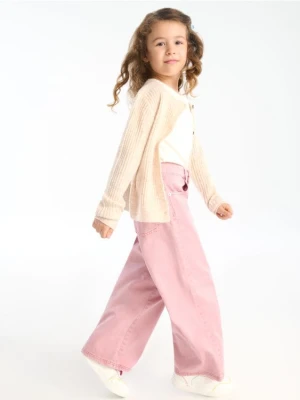 Sinsay - Jeansy wide leg - różowy
