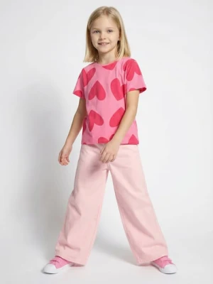 Sinsay - Jeansy wide leg - różowy