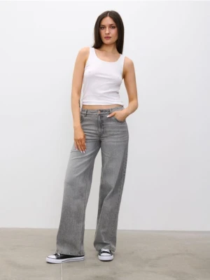 Sinsay - Jeansy wide leg - szary