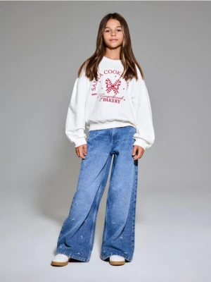 Sinsay - Jeansy wide leg - szary