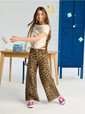 Sinsay - Jeansy wide leg w panterkę - wielobarwny
