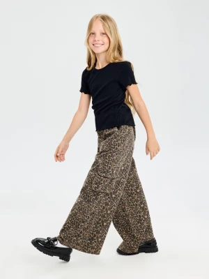 Sinsay - Jeansy wide leg w panterkę - wielobarwny