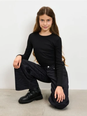 Sinsay - Jeansy wide leg we wzór w panterkę - wielobarwny