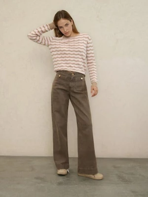 Sinsay - Jeansy wide leg z efektem sprania - brązowy