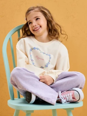 Sinsay - Jeansy wide leg z efektem sprania - fioletowy