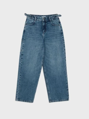 Sinsay - Jeansy wide leg z efektem sprania - szary