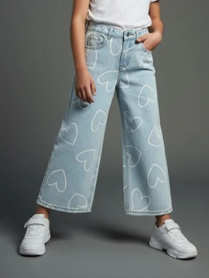 Sinsay - Jeansy wide leg z efektem sprania - szary