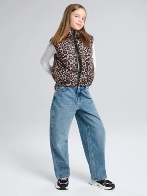 Sinsay - Jeansy wide leg z efektem sprania - szary