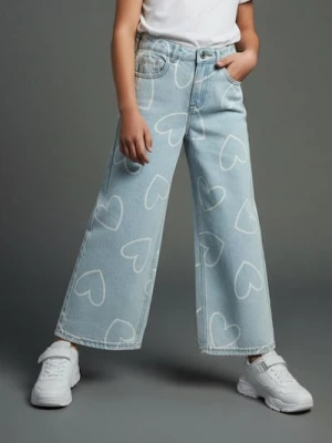 Sinsay - Jeansy wide leg z efektem sprania - szary