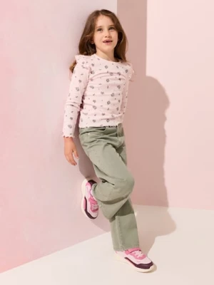 Sinsay - Jeansy wide leg z efektem sprania - zielony