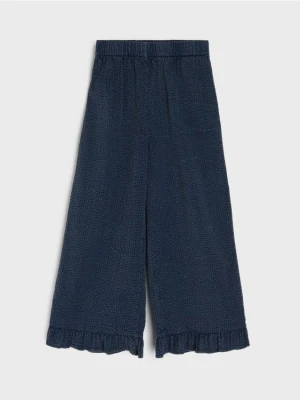 Sinsay - Jeansy wide leg z gumką w pasie - granatowy
