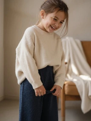 Sinsay - Jeansy wide leg z gumką w pasie - granatowy