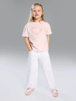 Sinsay - Jeansy wide leg z haftem - biały