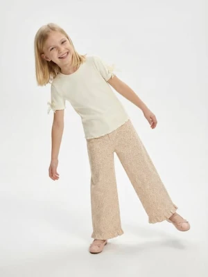 Sinsay - Jeansy wide leg z ozdobną falbanką - wielobarwny