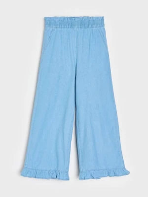 Sinsay - Jeansy wide leg z ozdobnymi falbanami - niebieski