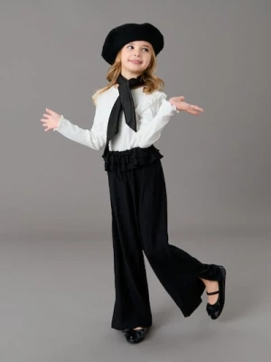 Sinsay - Jeansy wide leg z ozdobnymi falbankami - czarny