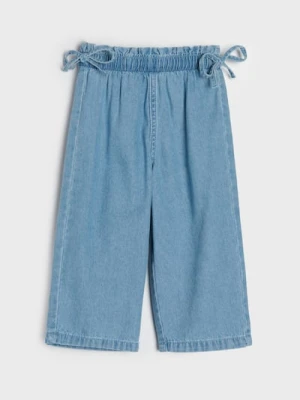 Sinsay - Jeansy wide leg z ozdobnymi kokardami - niebieski