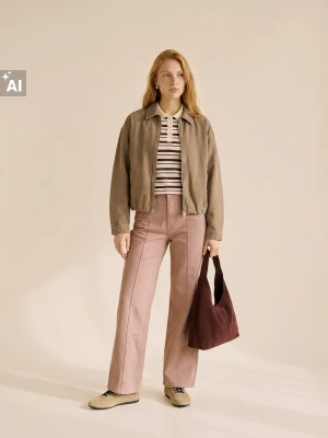 Sinsay - Jeansy wide leg z przeszyciami - fioletowy