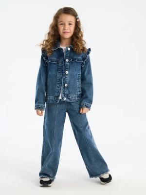 Sinsay - Jeansy wide leg z przeszyciami - granatowy