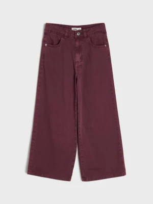 Sinsay - Jeansy wide leg z regulacją w pasie - brązowy
