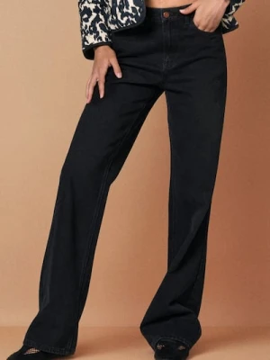 Sinsay - Jeansy wide leg z wysokim stanem - czarny