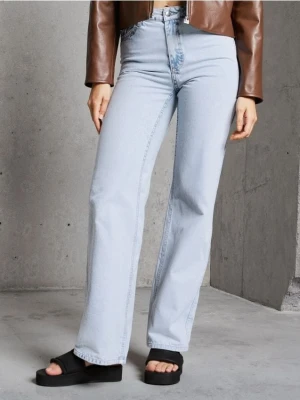 Sinsay - Jeansy wide leg z wysokim stanem - niebieski
