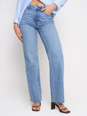 Sinsay - Jeansy wide leg z wysokim stanem - niebieski