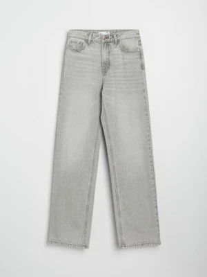 Sinsay - Jeansy wide leg z wysokim stanem - szary