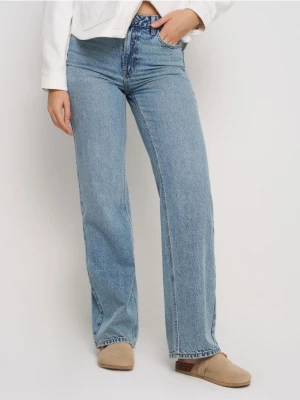 Sinsay - Jeansy wide leg z wysokim stanem - turkusowy