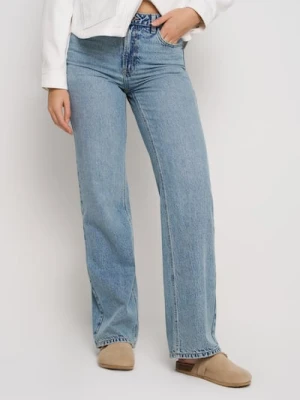 Sinsay - Jeansy wide leg z wysokim stanem - turkusowy