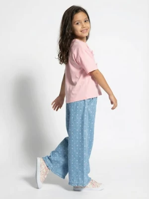 Sinsay - Jeansy wide leg ze wzorem - niebieski