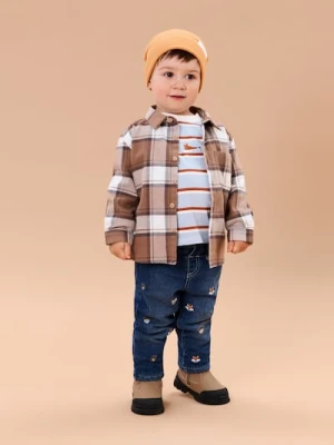 Sinsay - Jeansy z haftowanym wzorem - niebieski