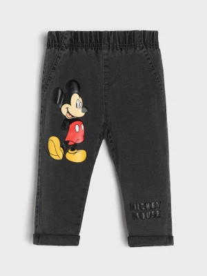 Sinsay - Jeansy z ociepleniem z nadrukiem Mickey Mouse - szary