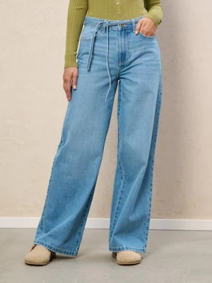 Sinsay - Jeansy z paskiem - niebieski